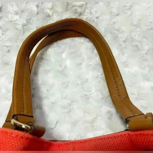 MICHAEL KORS Marina Canvas Drawstring Shoulder Bag Red Orange - Picture 9 of 14